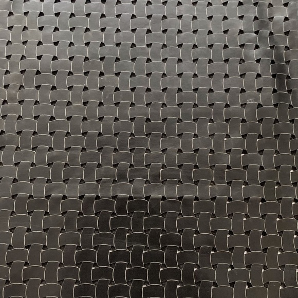 Faux Leather Basketweave Perforated Bell Sleeve Top Edgy Sculptural Minimalist - Picture 7 of 8